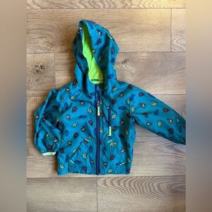 Kids Teal Bug-Print Hooded Jacket
